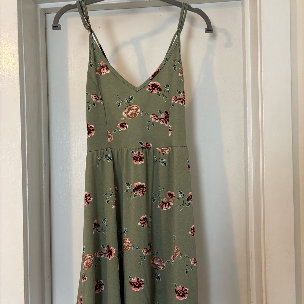 Floral Green and Pink Mini Dress